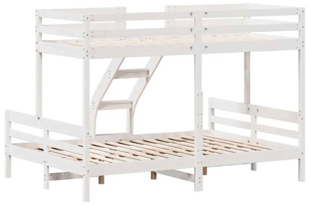 fehér tömör fenyőfa emeletes ágy 80 x 200/140 x 200 cm