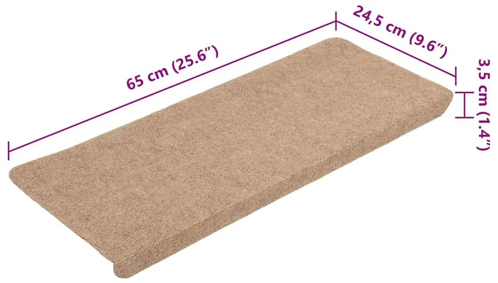 15 db bézs öntapadó lépcsőszőnyeg 65x24,5x3,5 cm