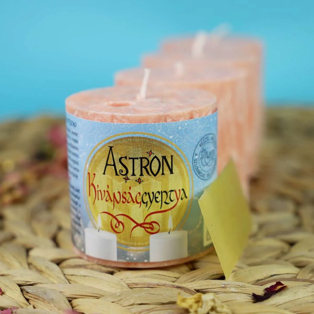 Astron Kívánsággyertya 4x – Henger 5,5 cm - családi csomagolás - barack színű (B1)