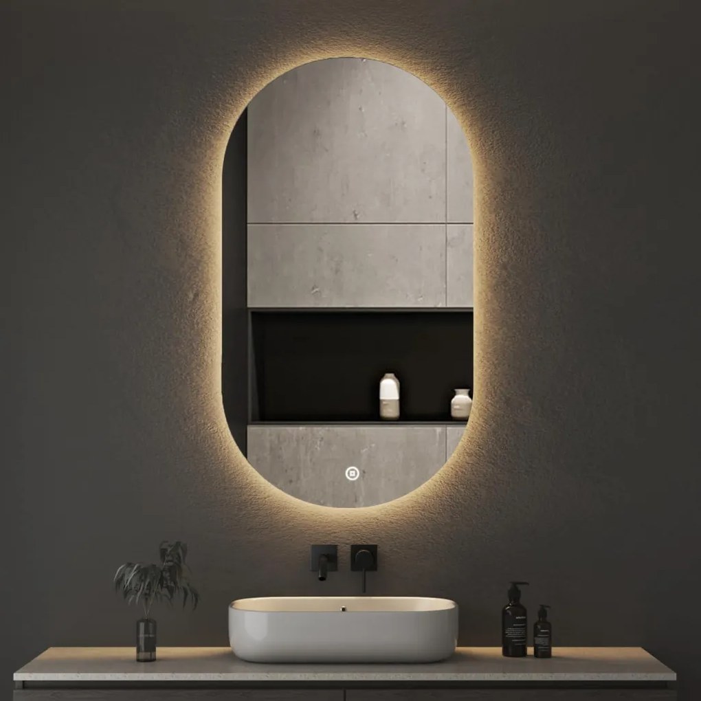 Viva AURA PINO 50 fürdőszoba tükör - érintőkapcsolóval - AMBIENT LED - OVÁLIS - ÁLLÓ - 50x90 cm