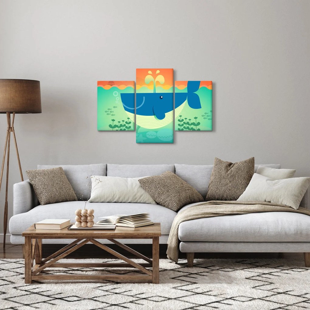 Kép - Vidám bálna a tengerben (90x60 cm)