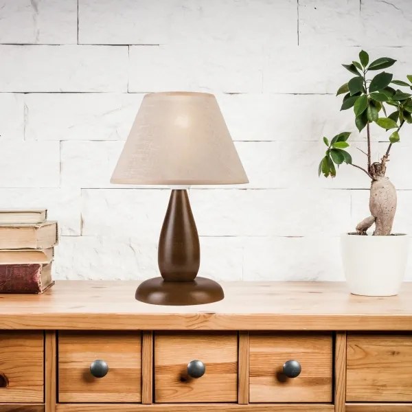 Asztali lámpa PERA 1xE27/60W/230V sötét barna/bükkfa