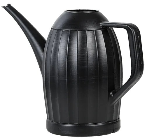 Locsolókanna bordázott mintával, 2 literes, fekete