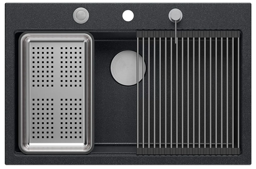 gránit mosogató MARC 110 WORKSTATION Black Metallic
