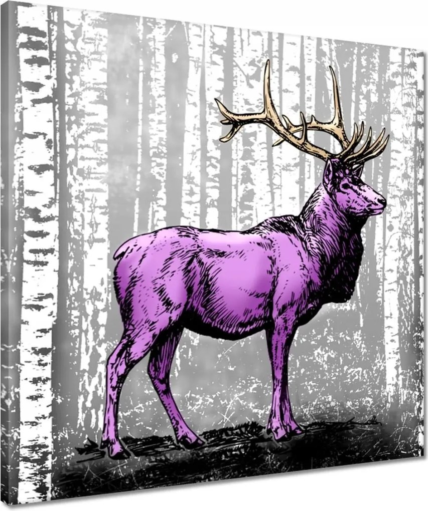 Vászonkép 50x50 Szarvas Nyírfa Erdő