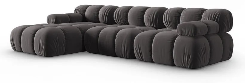 Sötétszürke bársony kanapé 285 cm Bellis – Micadoni Home