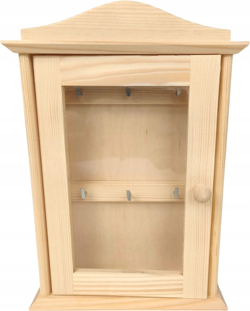 Elegáns üvegezett kulcstartó szekrény, 6 akasztóval, 29,5 cm x 20 cm x 6 cm