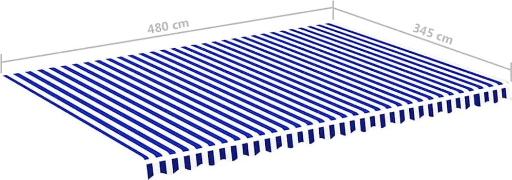 Kék és fehér csere napellenző ponyva 5 x 3,5 m