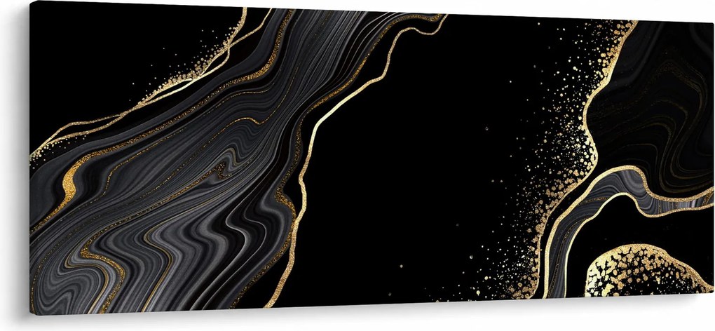 Kép - Fekete és arany márvány (120x50 cm)