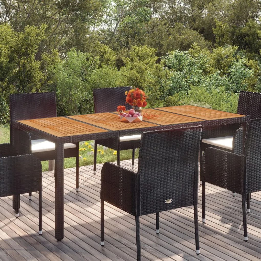 vidaXL fekete polyrattan falapos kerti asztal 190 x 90 x 75 cm