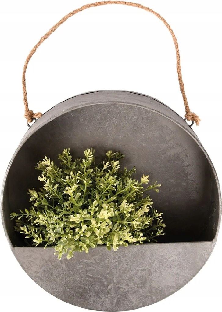 Fali virágtartó, kerek, modern, horganyzott acélból, virágcserép, kaspó 30 cm