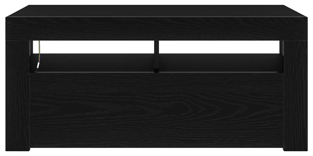 LED-es fekete tölgy TV szekrény 90x35x40 cm szerelt fából