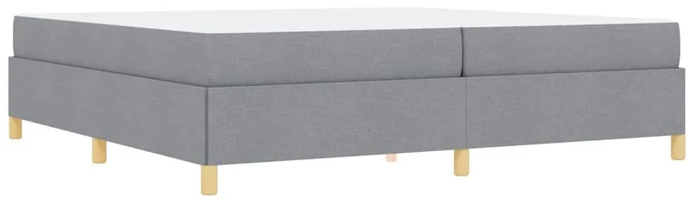 Boxrugós ágy Világosszürke és Fehér 200 x 200 cm szövet