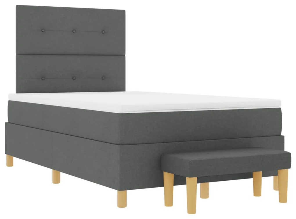 Rugóágy Matrac és Pad Sötétszürke 120x200 cm Szövet