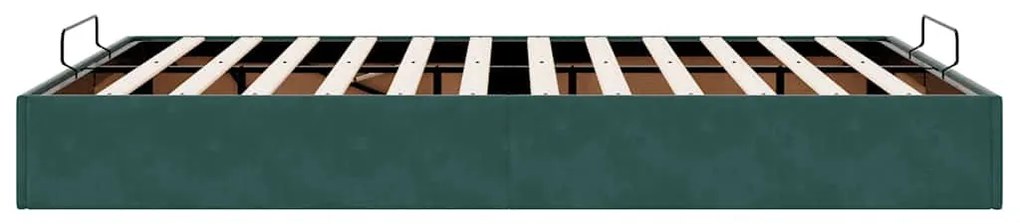 Ottomán ágykeret matrac nélkül Sötétzöld 140x190 cm bársony