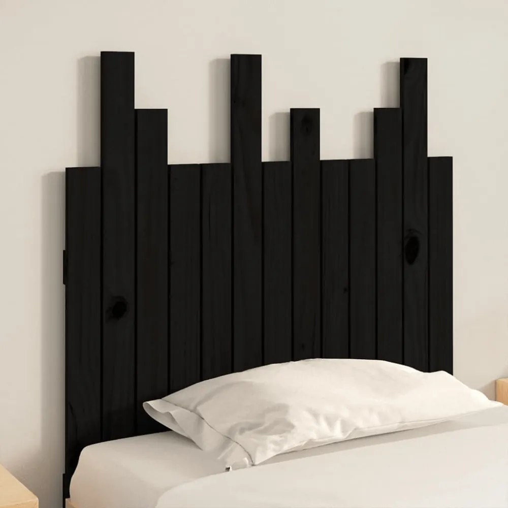 fekete tömör fenyőfa fali fejtámla 82,5 x 3 x 80 cm