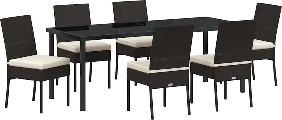 vidaXL Kert étkező szett 7 pcs Krém Porszórt acél