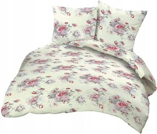 Fakéreg párnahuzat 50x60 krémszínű rózsa piros pamut