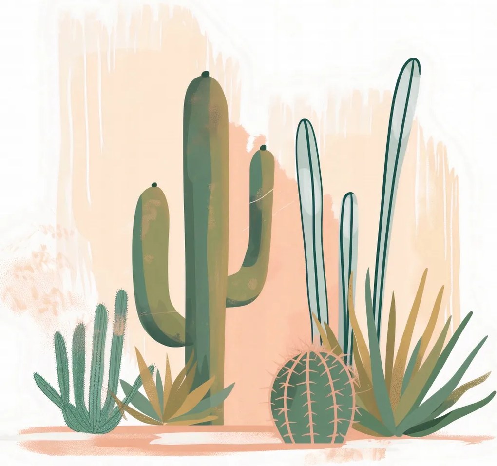 Poszter 70x70cm Kaktusz illusztráció