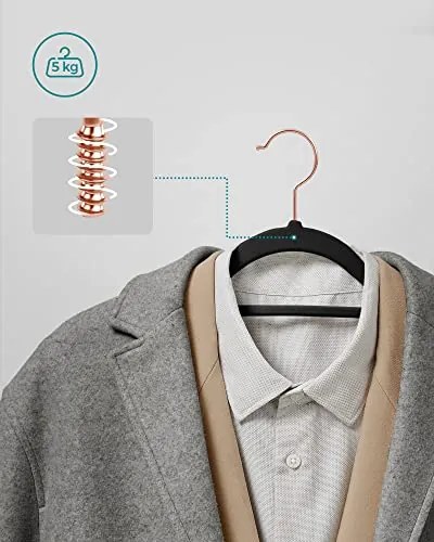 Bársony fogasok, 50 darabos ruhafogas készlet, rosegold és fekete