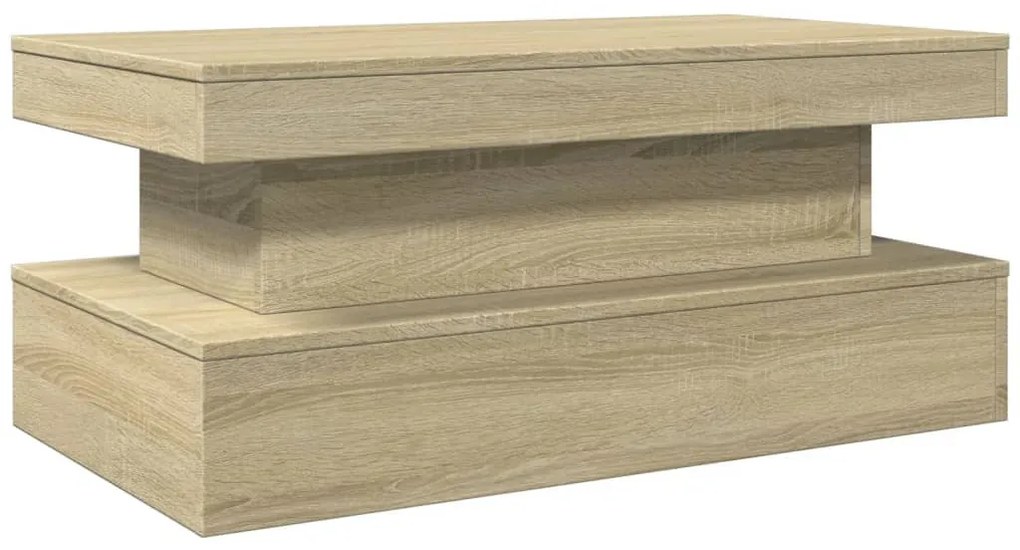 Sonoma tölgy színű dohányzóasztal LED-lámpákkal 90x50x40 cm