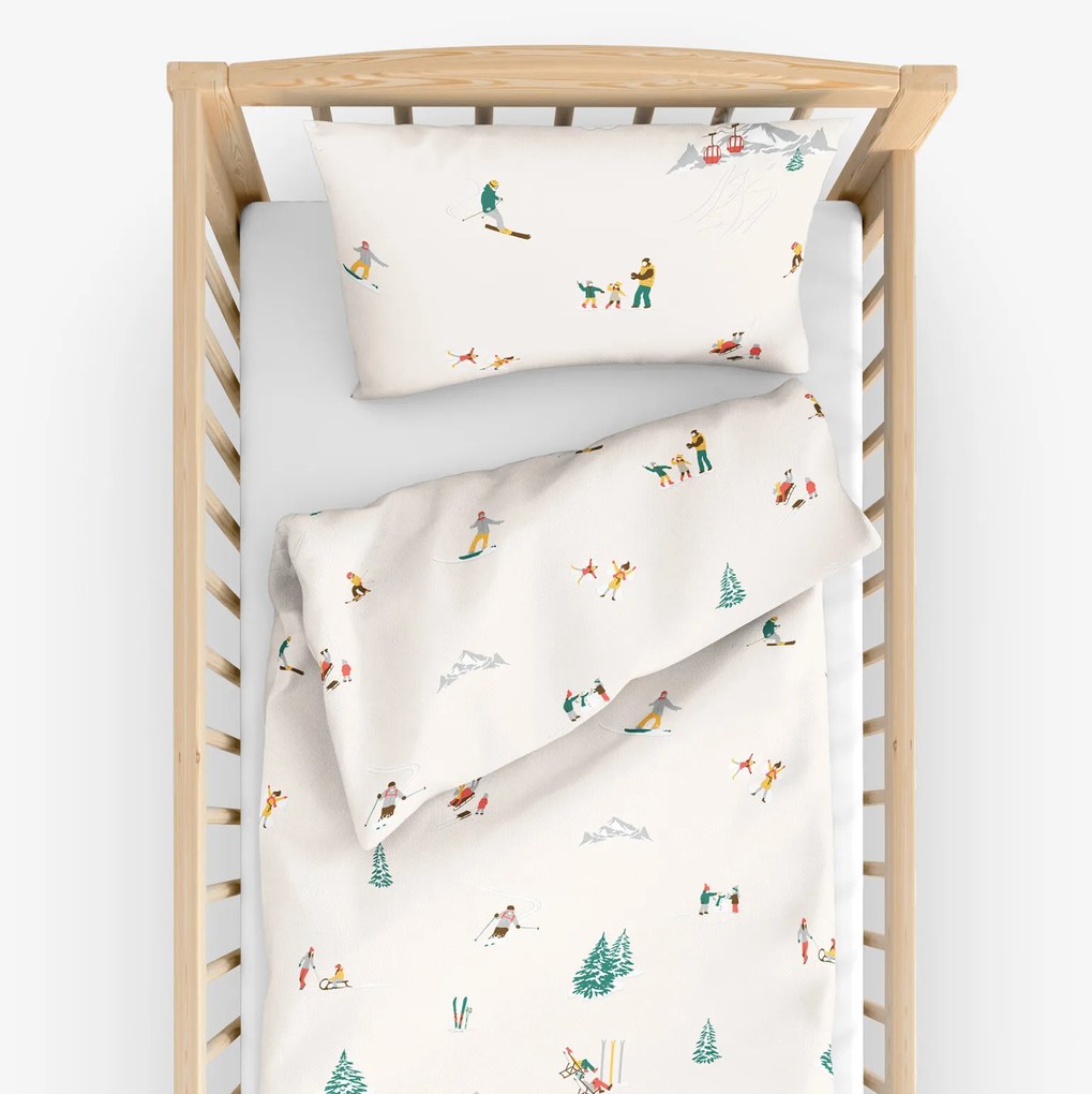 Goldea gyermek pamut ágyneműhuzat kiságyba - téli örömök 100 x 135 és 40 x 60 cm