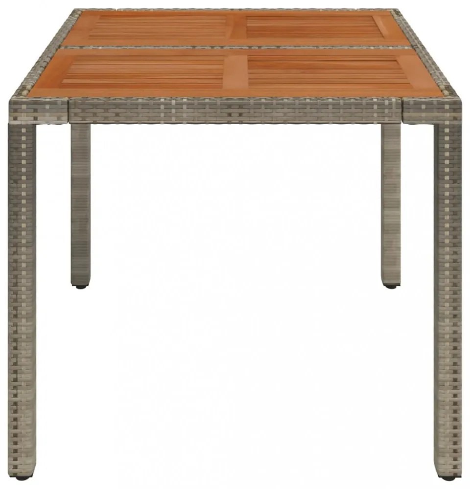 szürke polyrattan falapos kerti asztal 90 x 90 x 75 cm