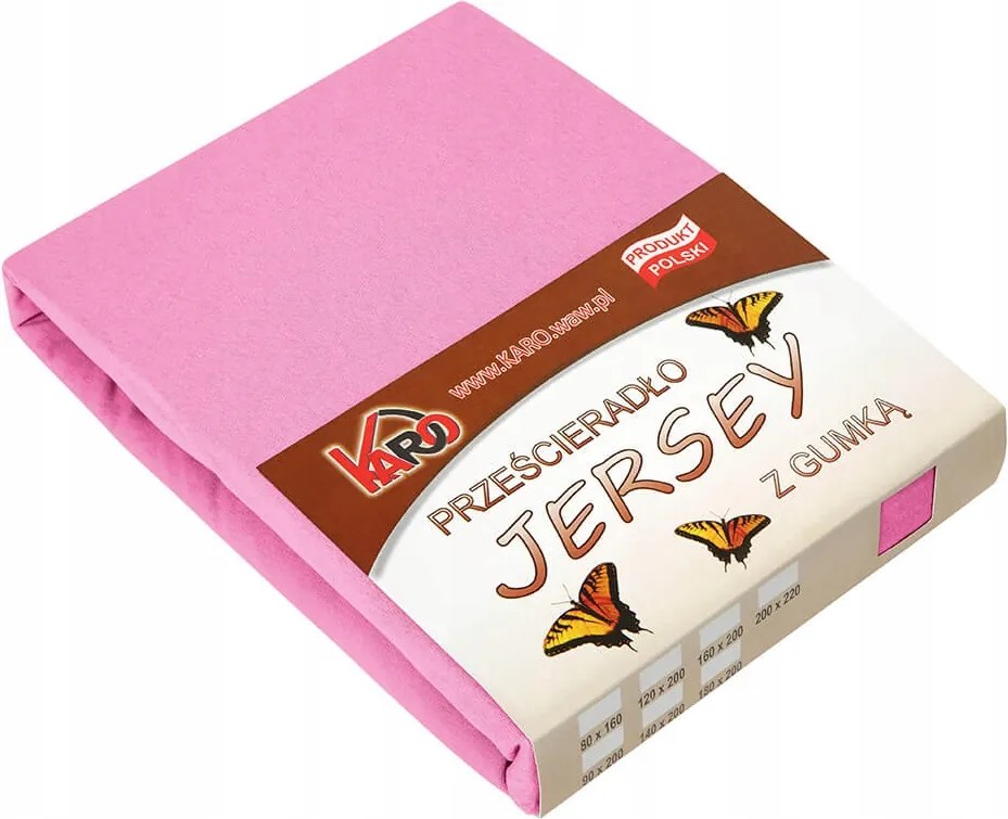 Gumis jersey lepedő 200x200 rózsaszín Karo