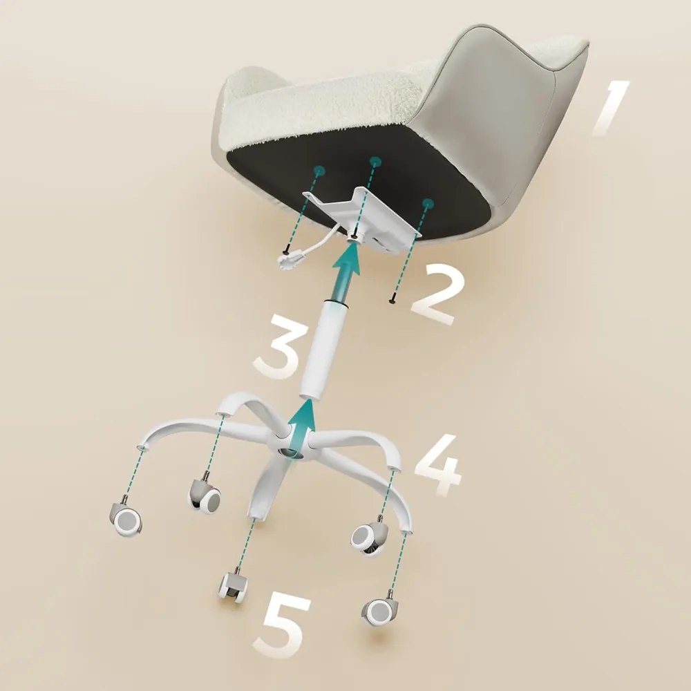 SABINA irodai szék, max. 110 kg, fehér/bézs SongmicsHome