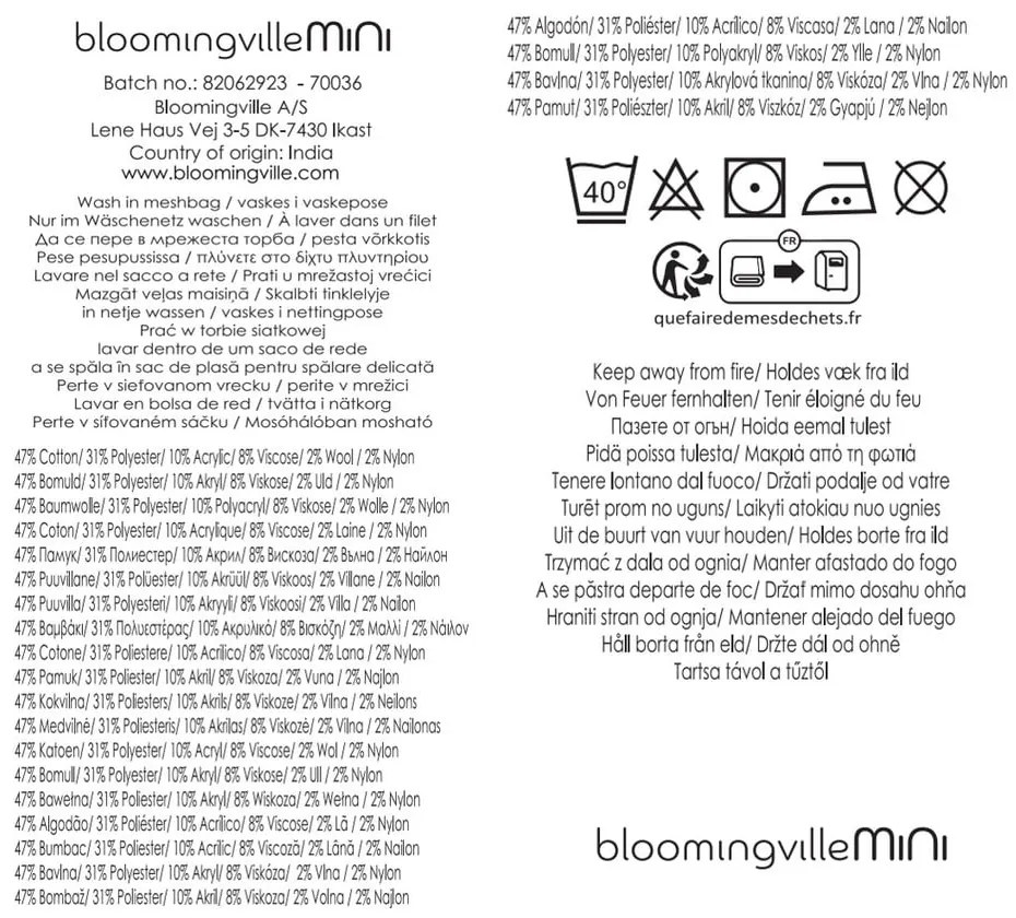 Krémszínű újrahasznosított pamut gyerek takaró 130x160 cm Sylvie – Bloomingville Mini