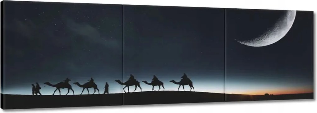 Vászonkép 60x20 Karaván tolózár éjszaka