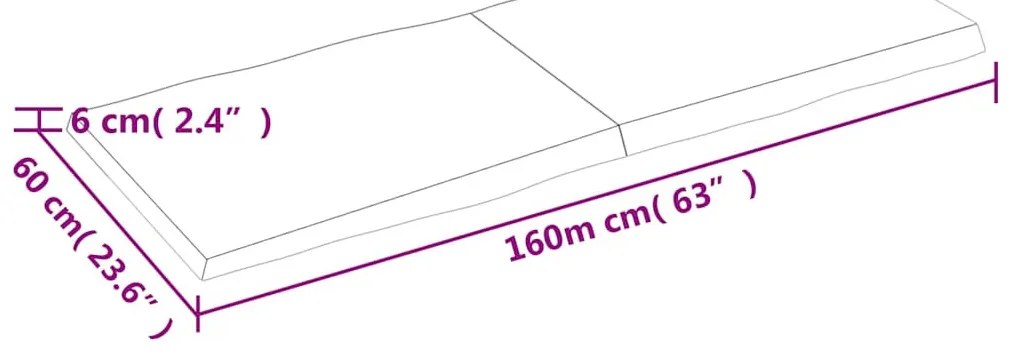 sötétbarna kezelt tömör asztallap 160x60x(2-6) cm