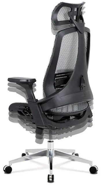 Kancelářská židle, šedá MESH síťovina, lankový mech., kovový kříž