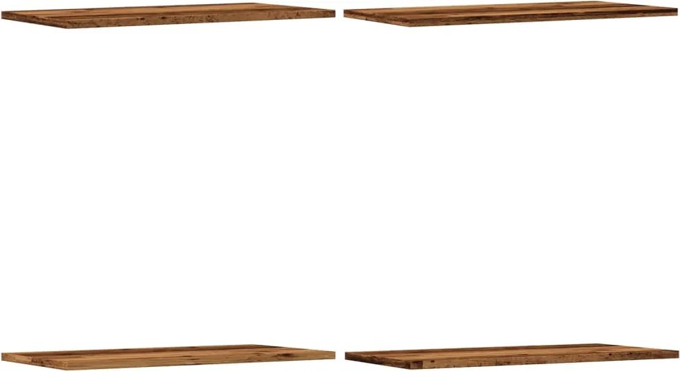 vidaXL 4 db antik fa színű szerelt fa fali polc 60 x 30 x 1,5 cm