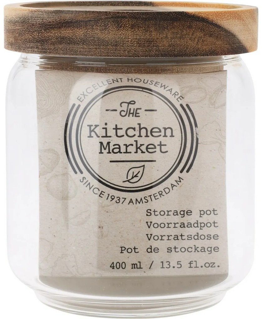 Üvegedény akácfa fedéllel 400 ml, 0,4 l