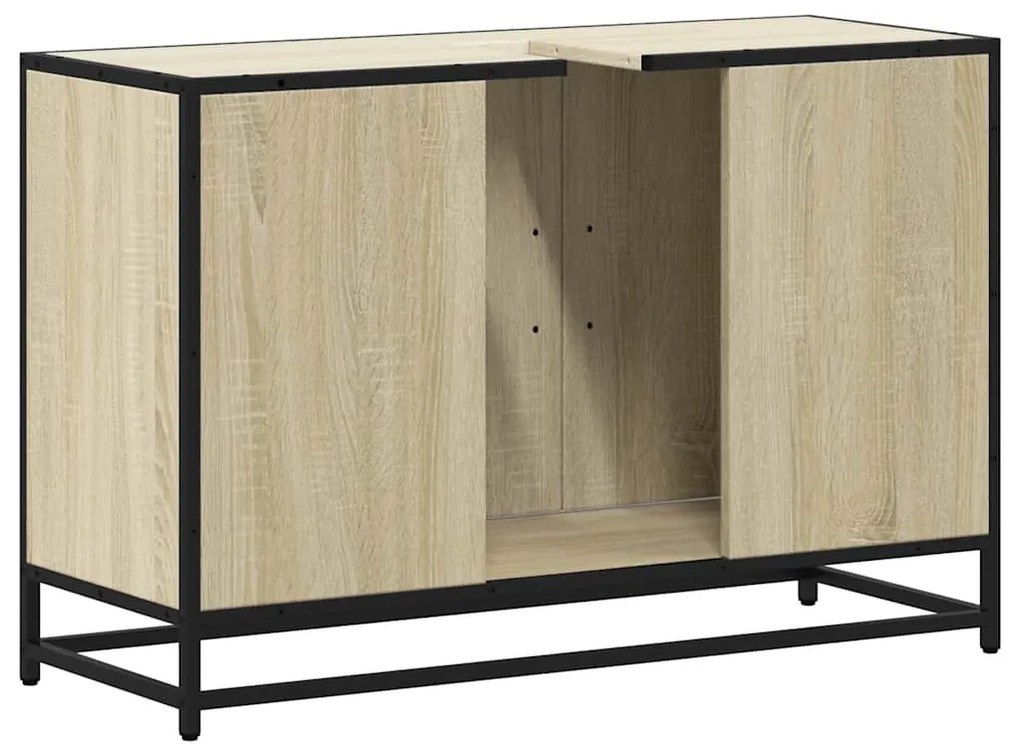 sonoma tölgy szerelt fa fürdőszobai mosdószekrény 90x33x60 cm