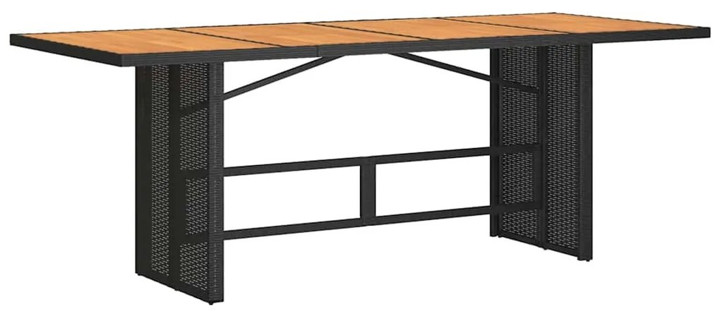 9 részes fekete polyrattan kerti bisztrógarnitúra párnákkal