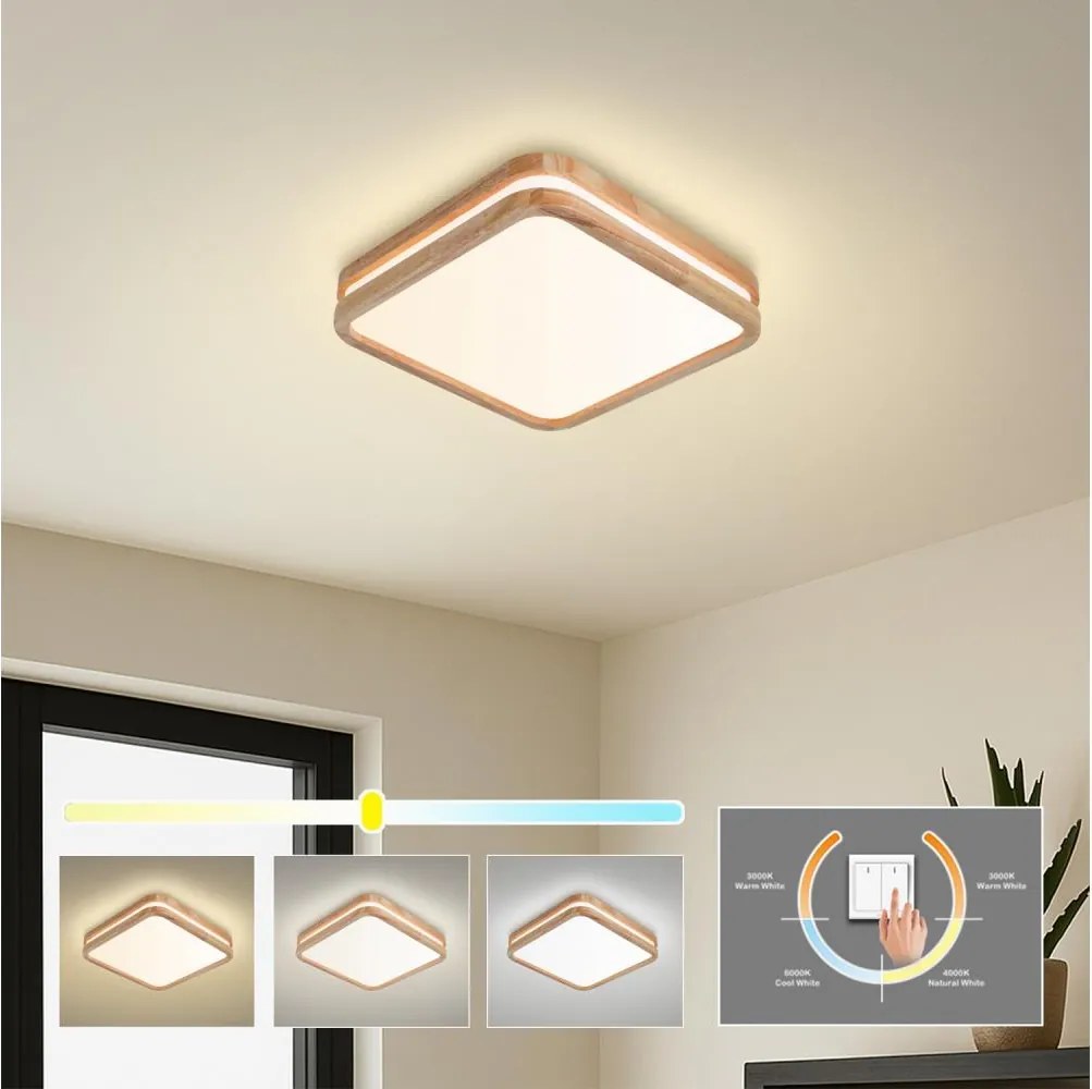 Brilagi -LED Mennyezeti lámpa MOLINA SQUARE LED/32W/230V 3000/4000/6000K tölgy 30x30 cm