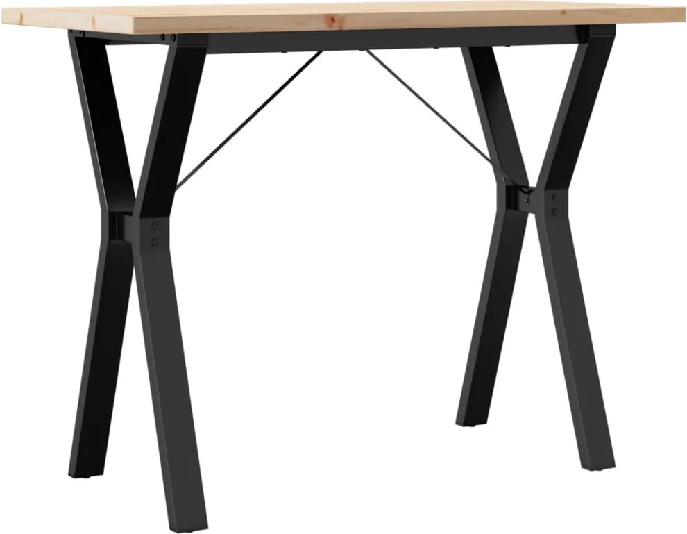 vidaXL tömör fenyőfa és acél étkezőasztal Y-vázzal 100x50x75,5 cm