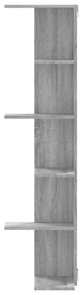 szürke sonoma szerelt fa fali sarokpolc 36,5 x 36,5 x 140 cm