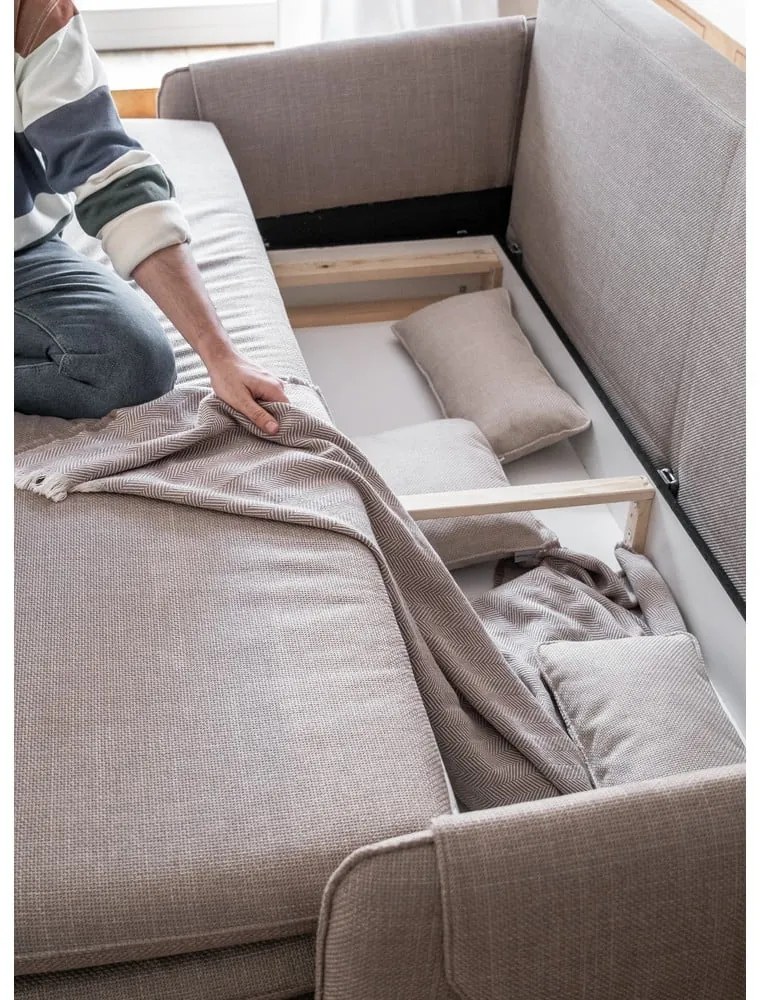 Világosbarna kinyitható kanapé 207 cm Simon – Miuform