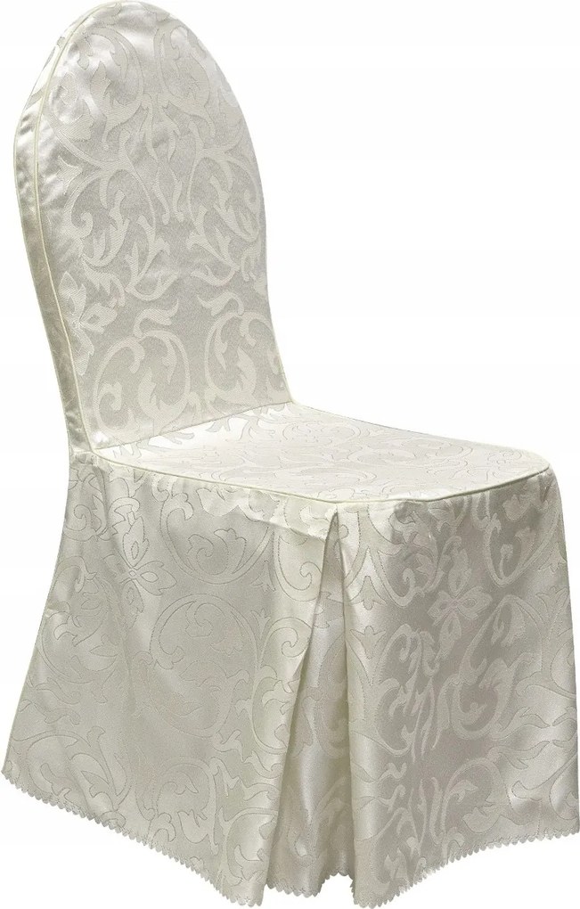 Bankett szék huzat kerek háttámlával, fehér