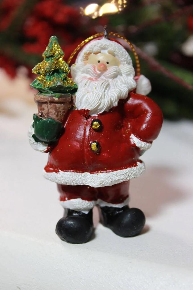 Piros és fehér színű karácsonyfadísz Mikulás 7cm