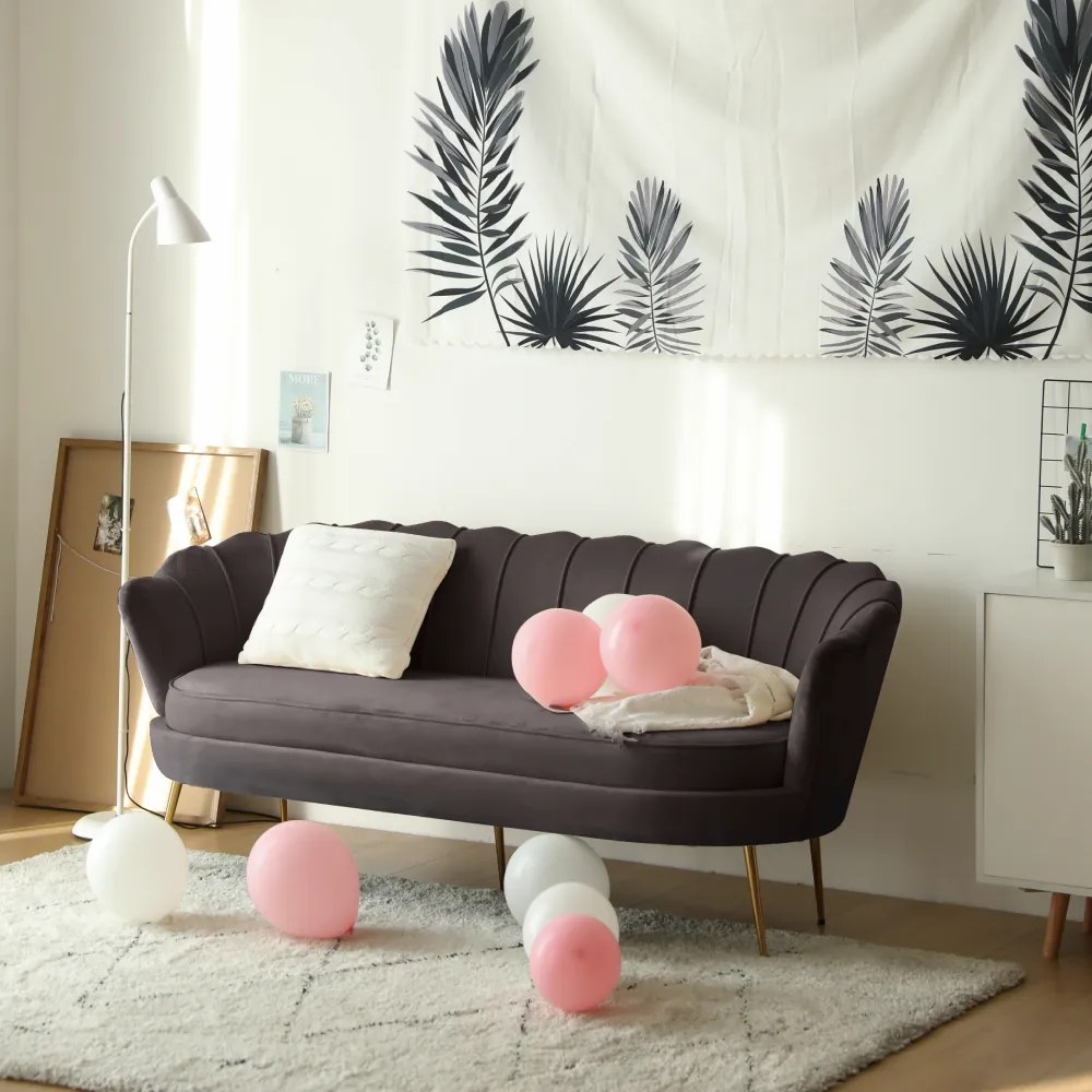 Luxus kanapé, 3 személyes, szürkésbarna Velvet szövet/arany, Art-deco, NOBLEO TYP 2