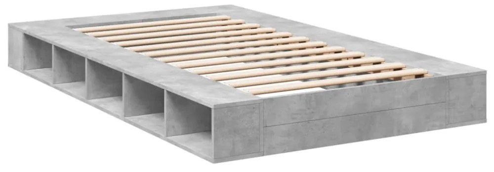 betonszürke szerelt fa ágykeret 135 x 190 cm