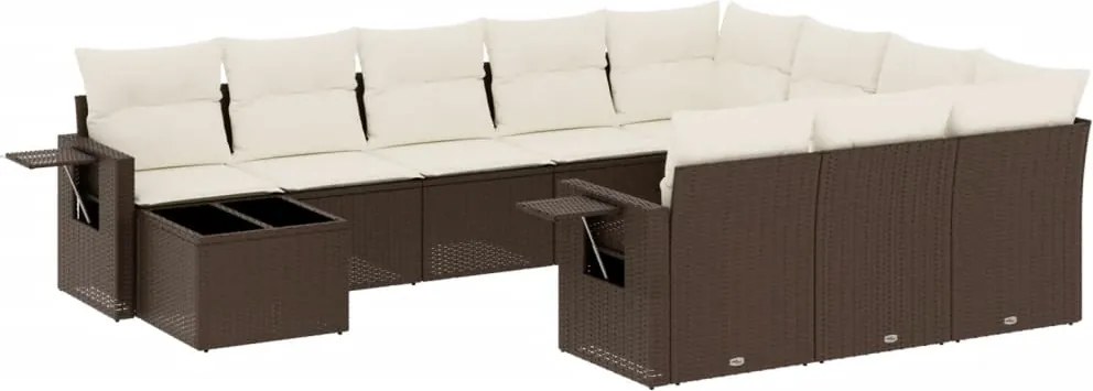 vidaXL 11 részes barna polyrattan kerti ülőgarnitúra párnákkal