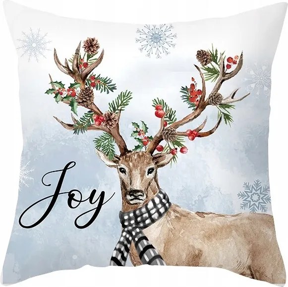Karácsonyi Dekoratív Párnahuzat Rénszarvas Joy 45x45