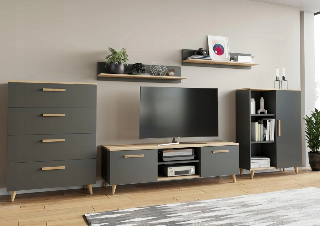 Bútorlap Oslo 3 artisan-antracit komód polc Per