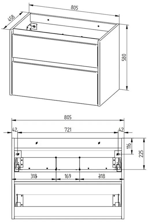 Mereo Mereo, Opto, fürdőszoba szekrény 81 cm, fehér-tölgy riviéra, MER-CN931S