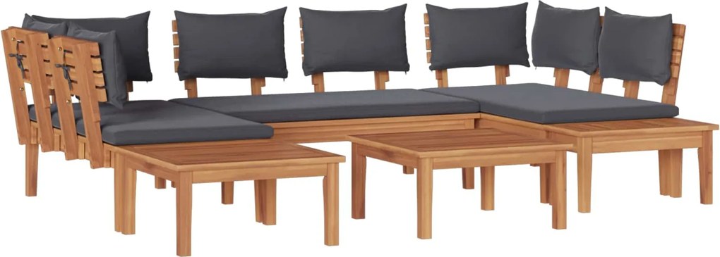 vidaXL Kerti Kanapé Szett 4 pcs Barna és Szürke